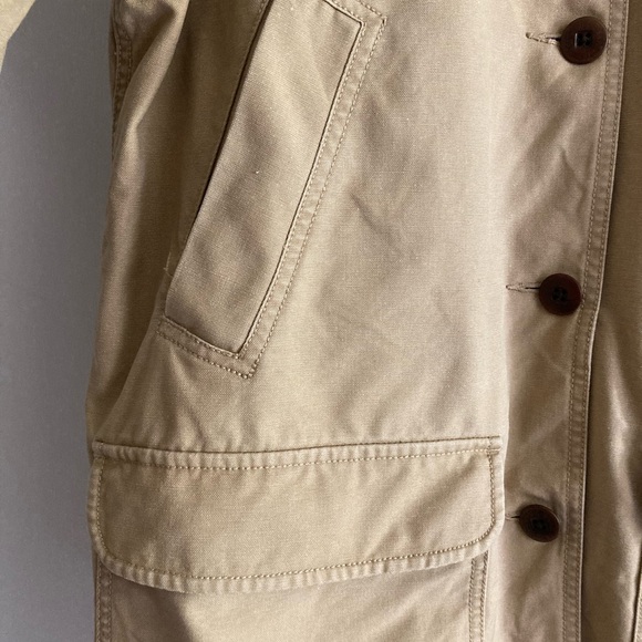L.L. Bean VTG Women’s Lined Chore Barn Tan Khaki Jacket w Corduroy Trim, Sz L - Picture 5 of 14